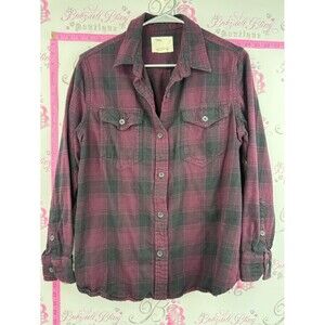 Tilley button up long sleeves red Pink and Gray Plaid Button-Down Shirt